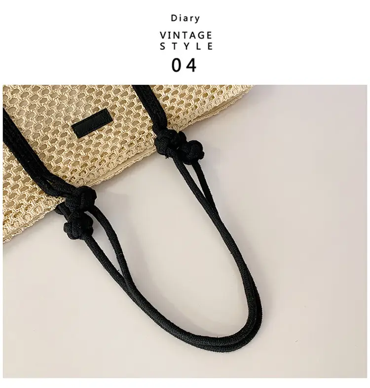 Women Woven Shoulder Tote Bag Seaside Vacation Large Capacity — feature 6