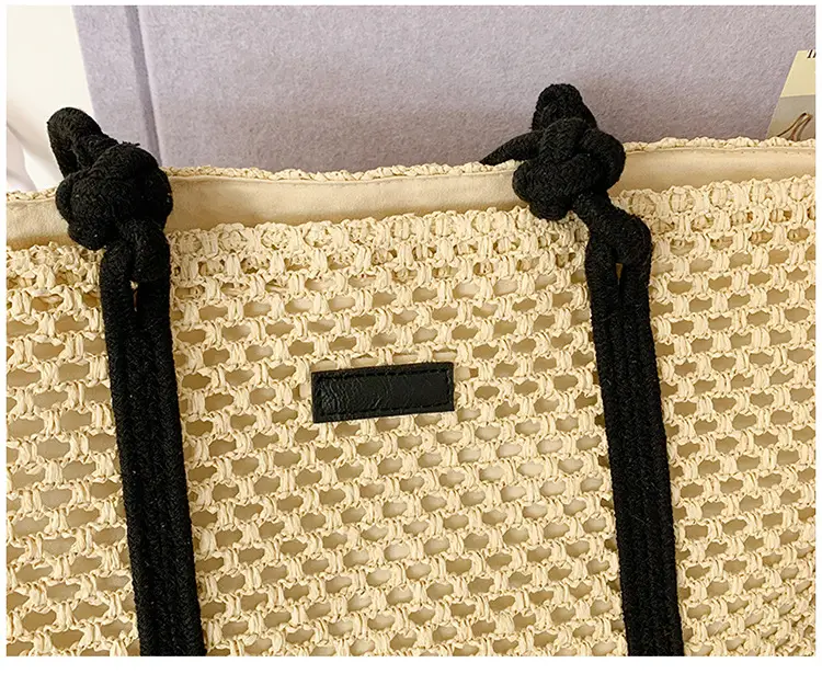 Women Woven Shoulder Tote Bag Seaside Vacation Large Capacity — feature 7