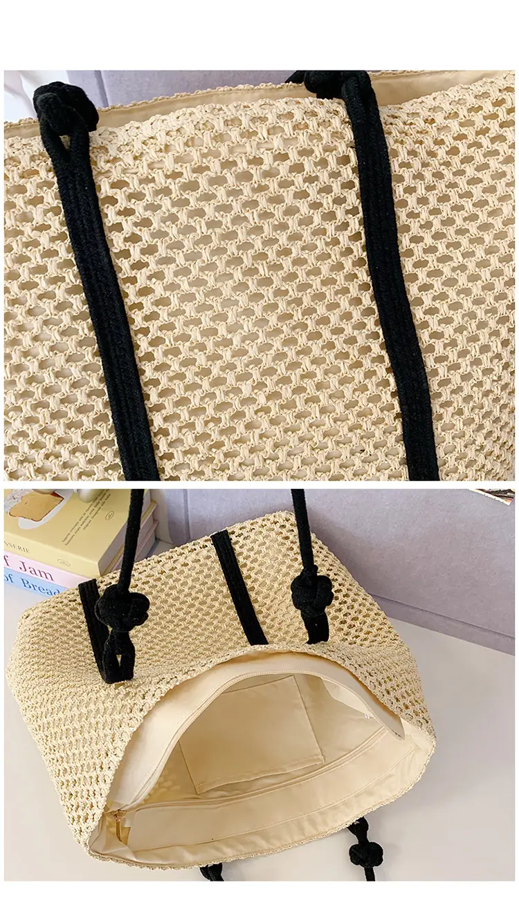 Women Woven Shoulder Tote Bag Seaside Vacation Large Capacity — feature 9