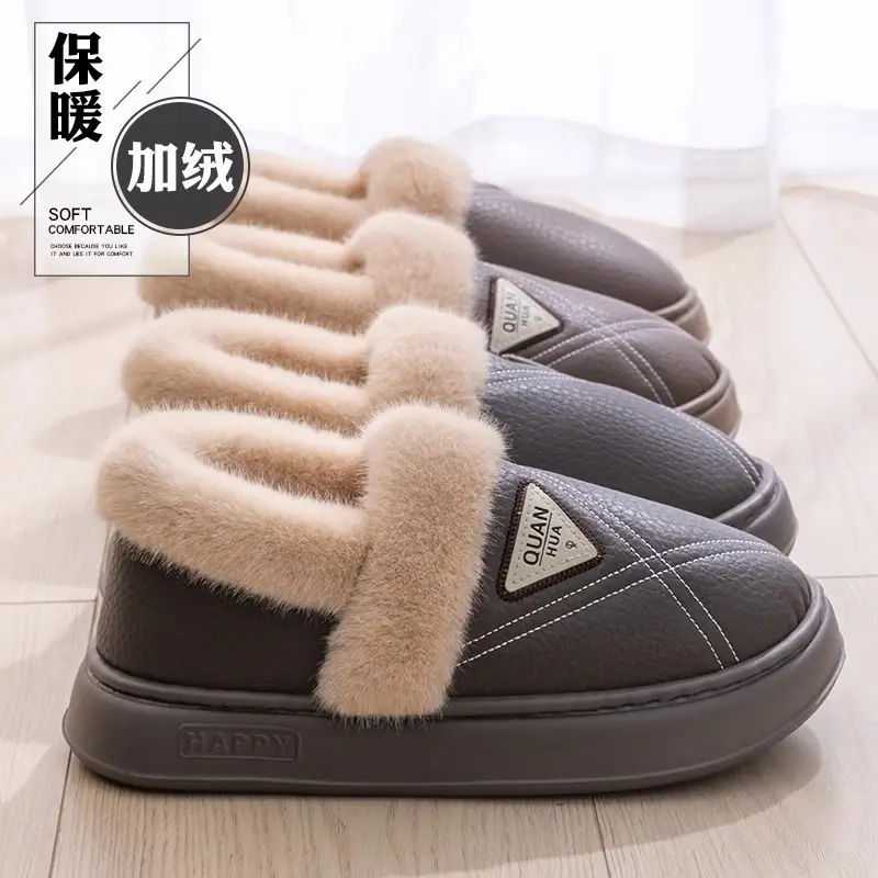 High-Top New Cotton Slippers for Men in Winter Thick-Soled Warm Bags and Waterproof Plus Velvet Thickeneded Deodorant Cotton Shoes for Men to Wear Outside - Image 14