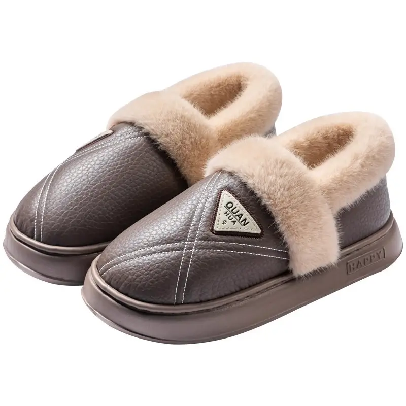 High-Top New Cotton Slippers for Men in Winter Thick-Soled Warm Bags and Waterproof Plus Velvet Thickeneded Deodorant Cotton Shoes for Men to Wear Outside - Image 15