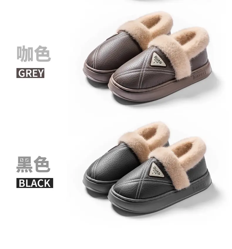High-Top New Cotton Slippers for Men in Winter Thick-Soled Warm Bags and Waterproof Plus Velvet Thickeneded Deodorant Cotton Shoes for Men to Wear Outside — feature 10