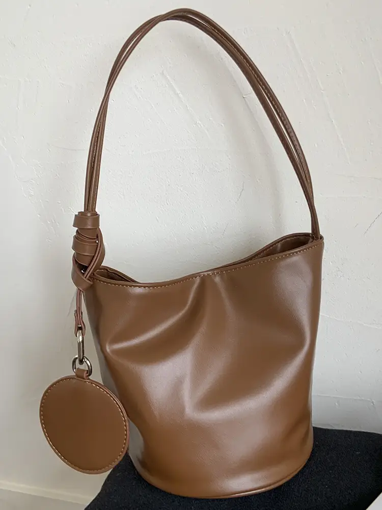Women's White Cylindrical Leather Shoulder Bag