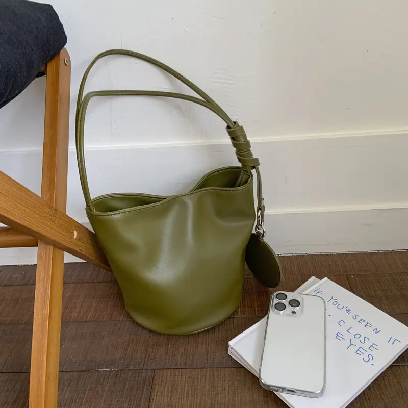 Women's White Cylindrical Leather Shoulder Bag — feature 11