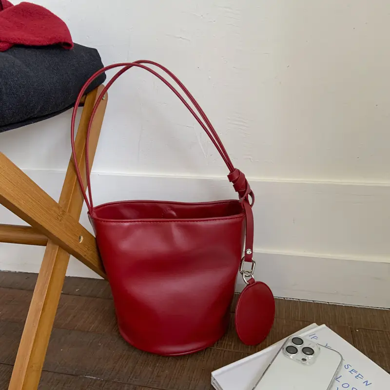 Women's White Cylindrical Leather Shoulder Bag — feature 12