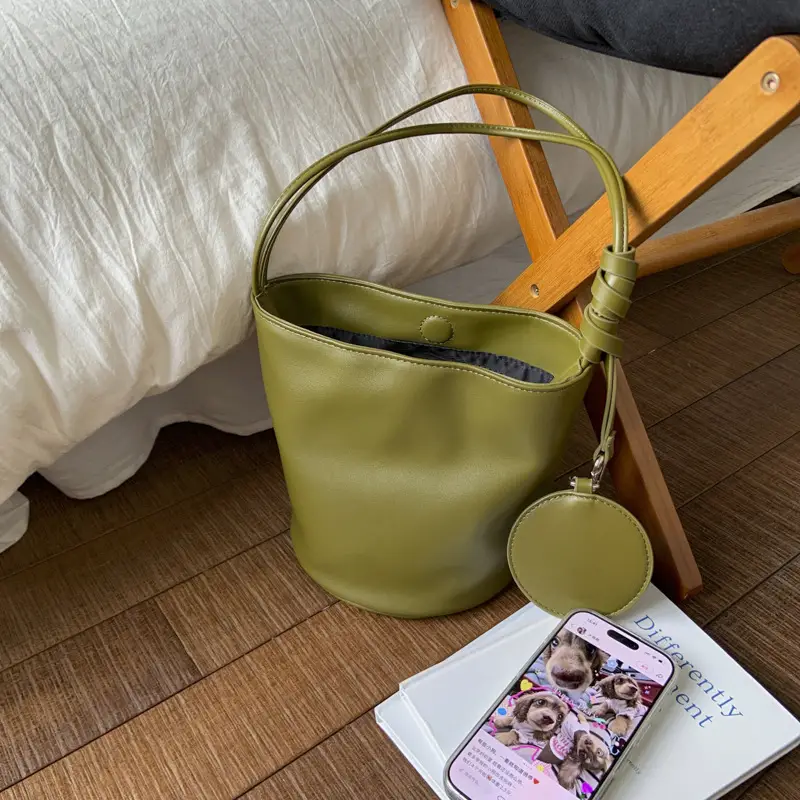 Women's White Cylindrical Leather Shoulder Bag — feature 23