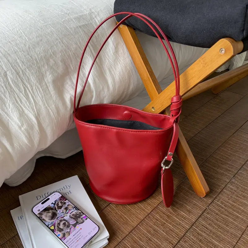 Women's White Cylindrical Leather Shoulder Bag — feature 26