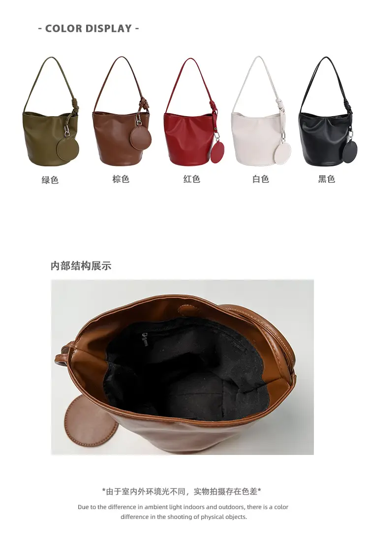 Women's White Cylindrical Leather Shoulder Bag — feature 5