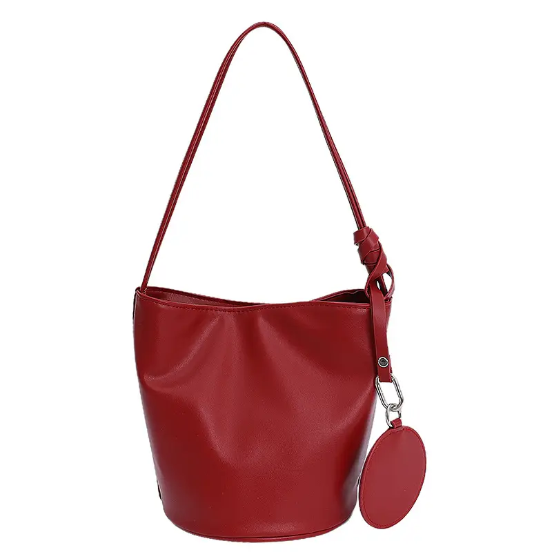 Women's White Cylindrical Leather Shoulder Bag