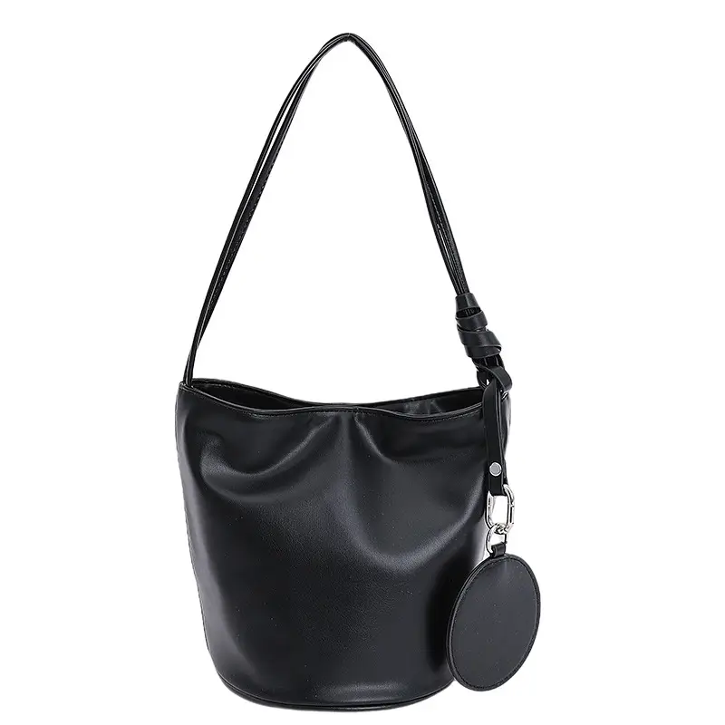 Women's White Cylindrical Leather Shoulder Bag