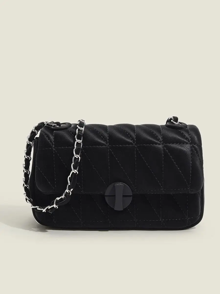 Pink Quilted Chain Crossbody Bag for Women - Image 6