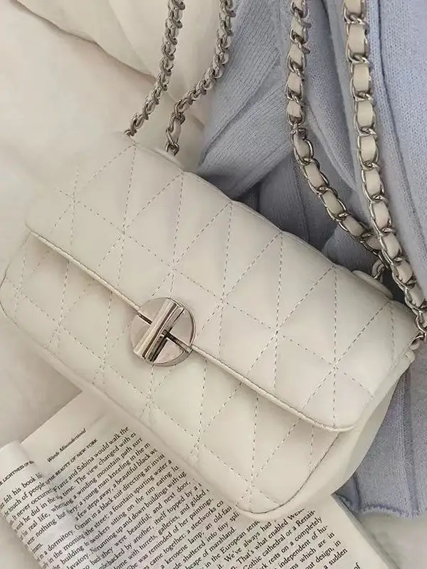 Pink Quilted Chain Crossbody Bag for Women - Image 7