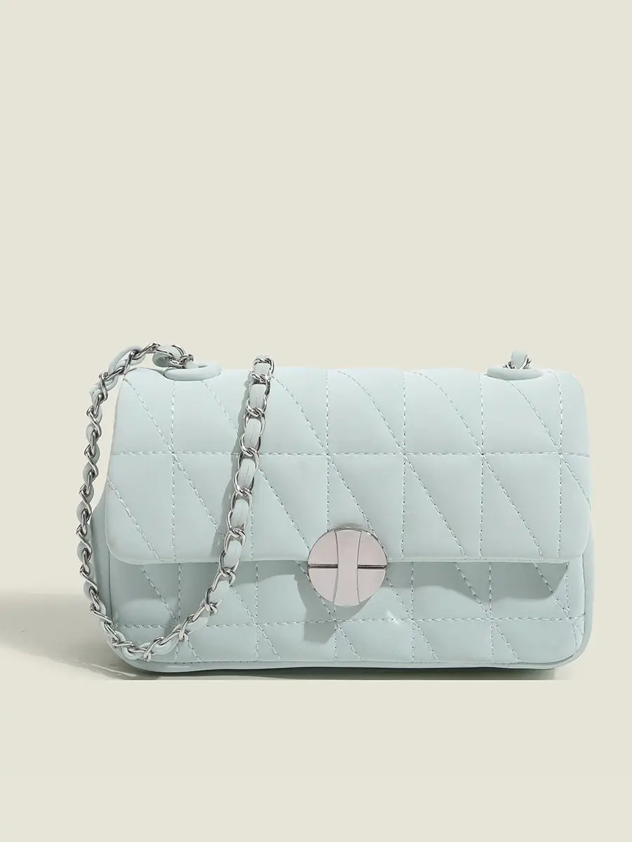 Pink Quilted Chain Crossbody Bag for Women - Image 9