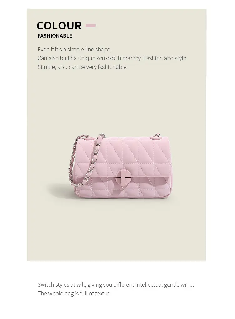 Pink Quilted Chain Crossbody Bag for Women — feature 15