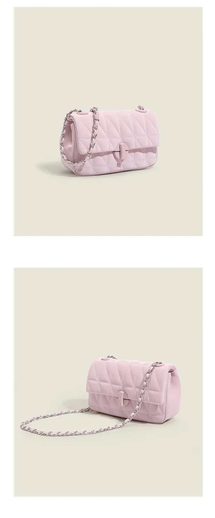 Pink Quilted Chain Crossbody Bag for Women — feature 16
