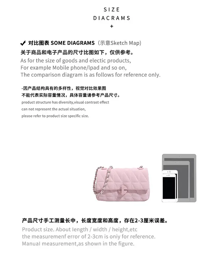 Pink Quilted Chain Crossbody Bag for Women — feature 3