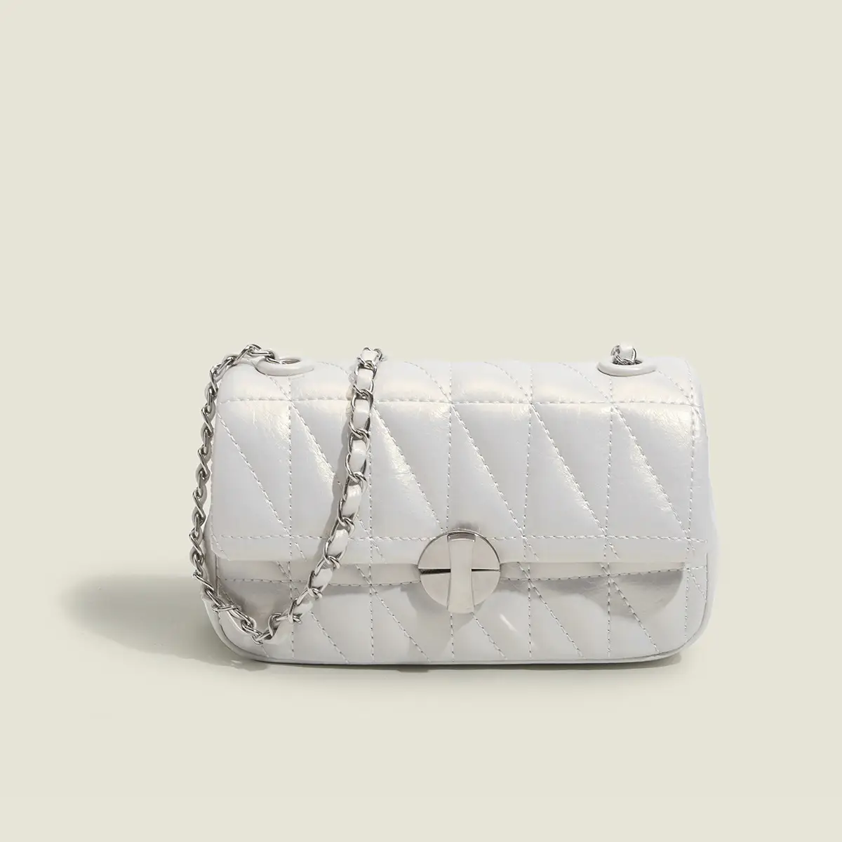 Pink Quilted Chain Crossbody Bag for Women - Image 3