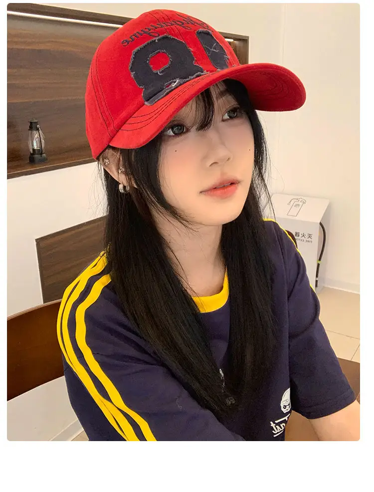 Red Letter Embroidered Women's Cap Vintage Style — feature 13