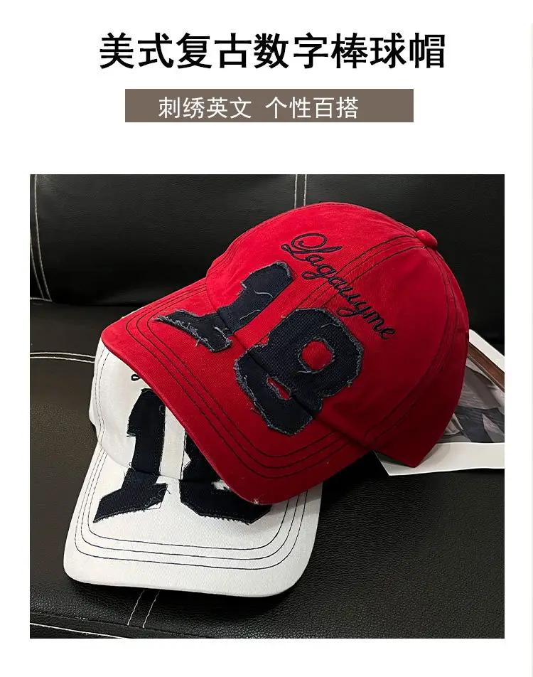 Red Letter Embroidered Women's Cap Vintage Style — feature 6