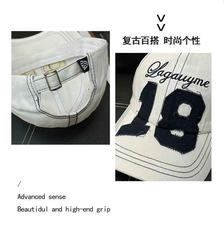 Red Letter Embroidered Women's Cap Vintage Style — feature 7