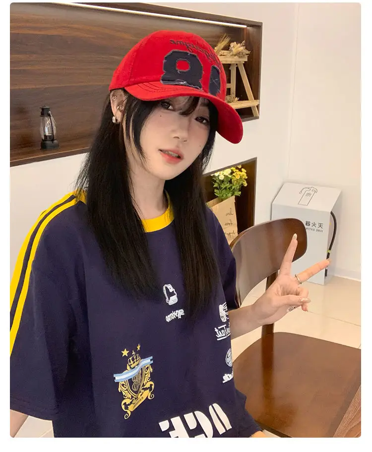 Red Letter Embroidered Women's Cap Vintage Style — feature 9