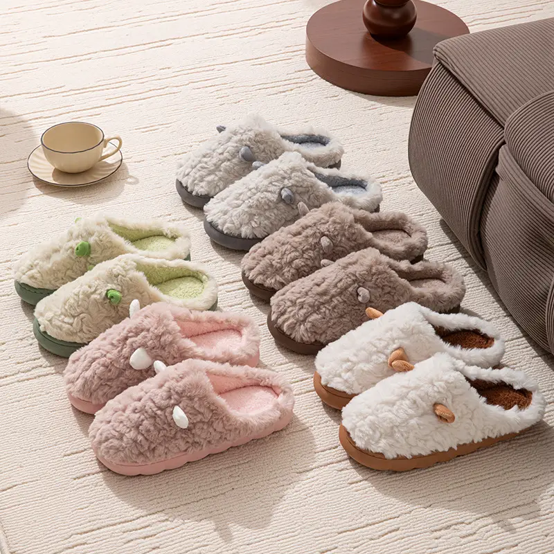 Winter Cotton Slippers, Cute Ear-Shaped Design for Women and Men, Couple's Indoor Warm Home Slippers, Non-Slip Plush Slippers