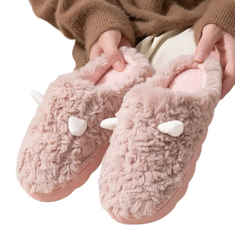 Winter Cotton Slippers, Cute Ear-Shaped Design for Women and Men, Couple's Indoor Warm Home Slippers, Non-Slip Plush Slippers