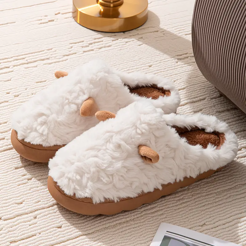 Winter Cotton Slippers, Cute Ear-Shaped Design for Women and Men, Couple's Indoor Warm Home Slippers, Non-Slip Plush Slippers