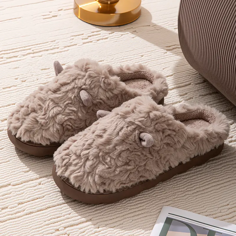 Winter Cotton Slippers, Cute Ear-Shaped Design for Women and Men, Couple's Indoor Warm Home Slippers, Non-Slip Plush Slippers