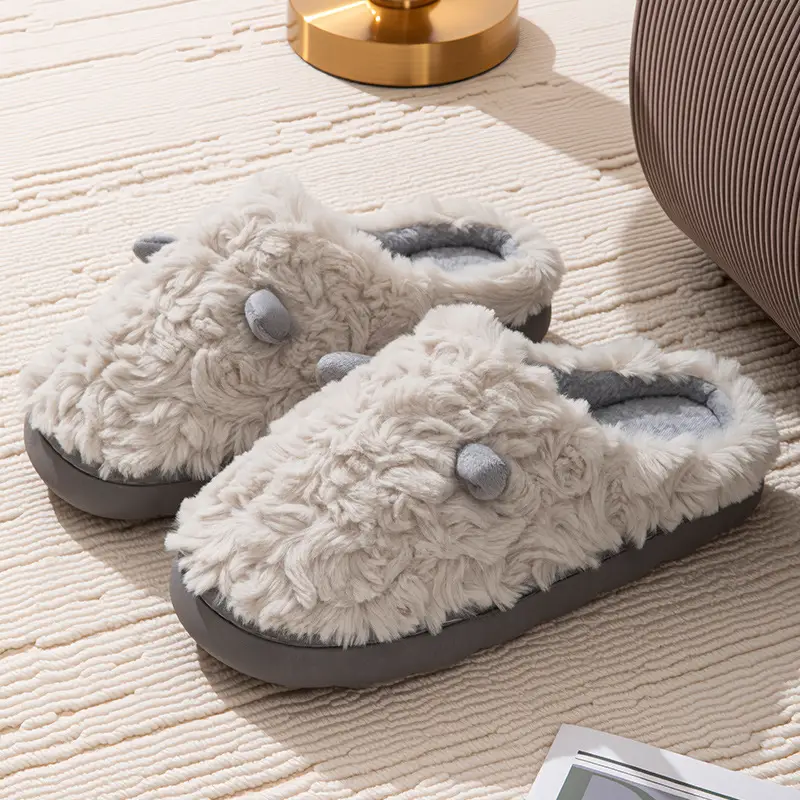 Winter Cotton Slippers, Cute Ear-Shaped Design for Women and Men, Couple's Indoor Warm Home Slippers, Non-Slip Plush Slippers