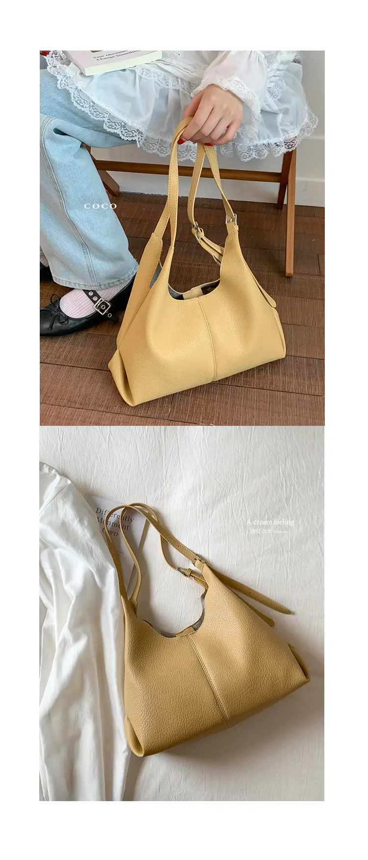 Yellow Textured Crossbody Tote Bag for Women — feature 18