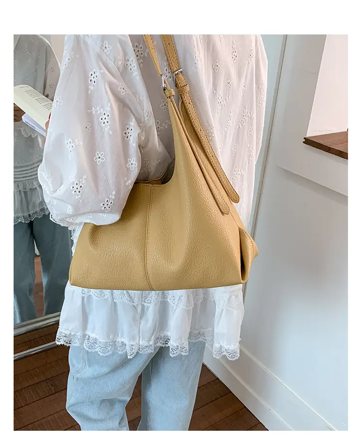 Yellow Textured Crossbody Tote Bag for Women — feature 19