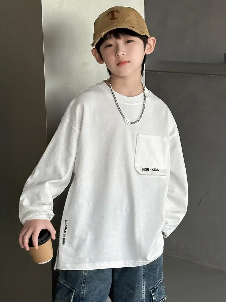Boys White Long Sleeve T-Shirt Spring Autumn 2026 - Image 2