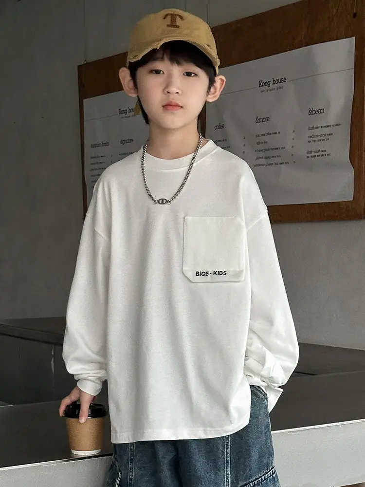 Boys White Long Sleeve T-Shirt Spring Autumn 2026 - Image 3