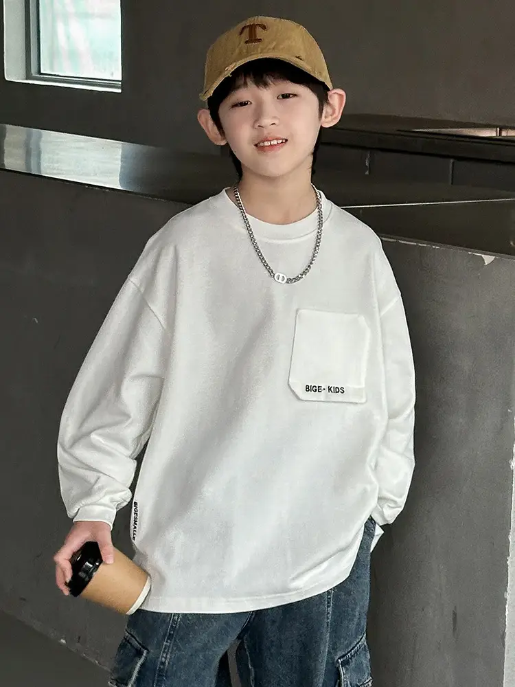 Boys White Long Sleeve T-Shirt Spring Autumn 2026 - Image 4