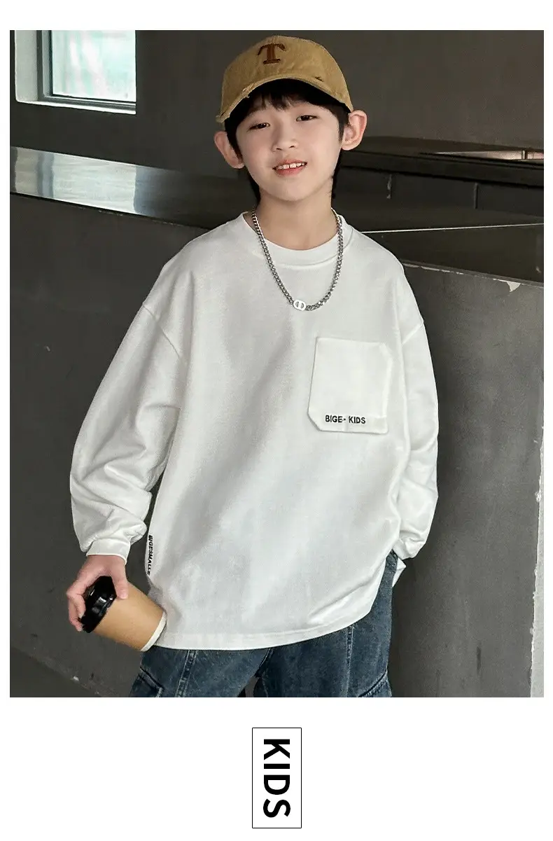 Boys White Long Sleeve T-Shirt Spring Autumn 2026 — feature 13
