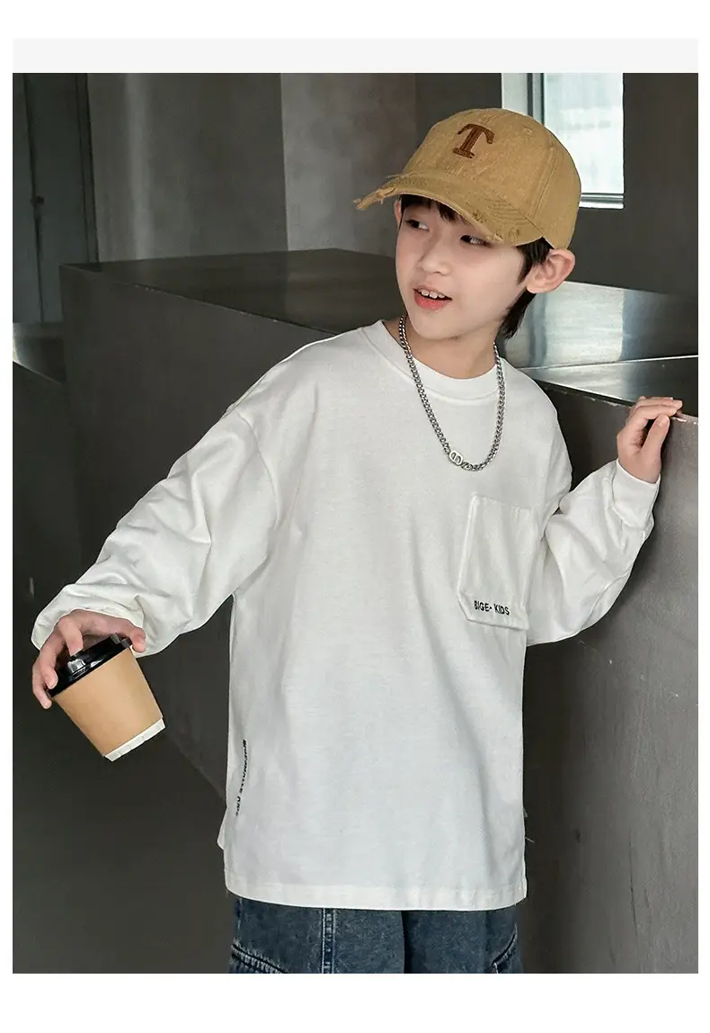 Boys White Long Sleeve T-Shirt Spring Autumn 2026 — feature 15