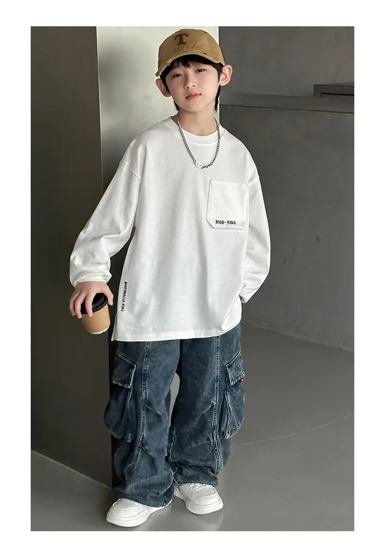 Boys White Long Sleeve T-Shirt Spring Autumn 2026 — feature 16
