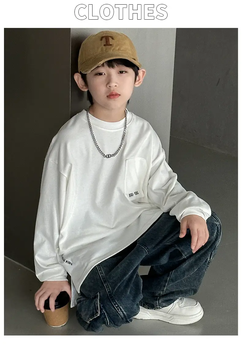 Boys White Long Sleeve T-Shirt Spring Autumn 2026 — feature 17