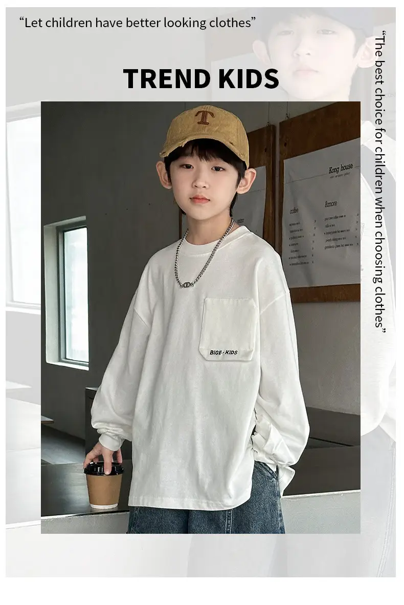 Boys White Long Sleeve T-Shirt Spring Autumn 2026 — feature 7