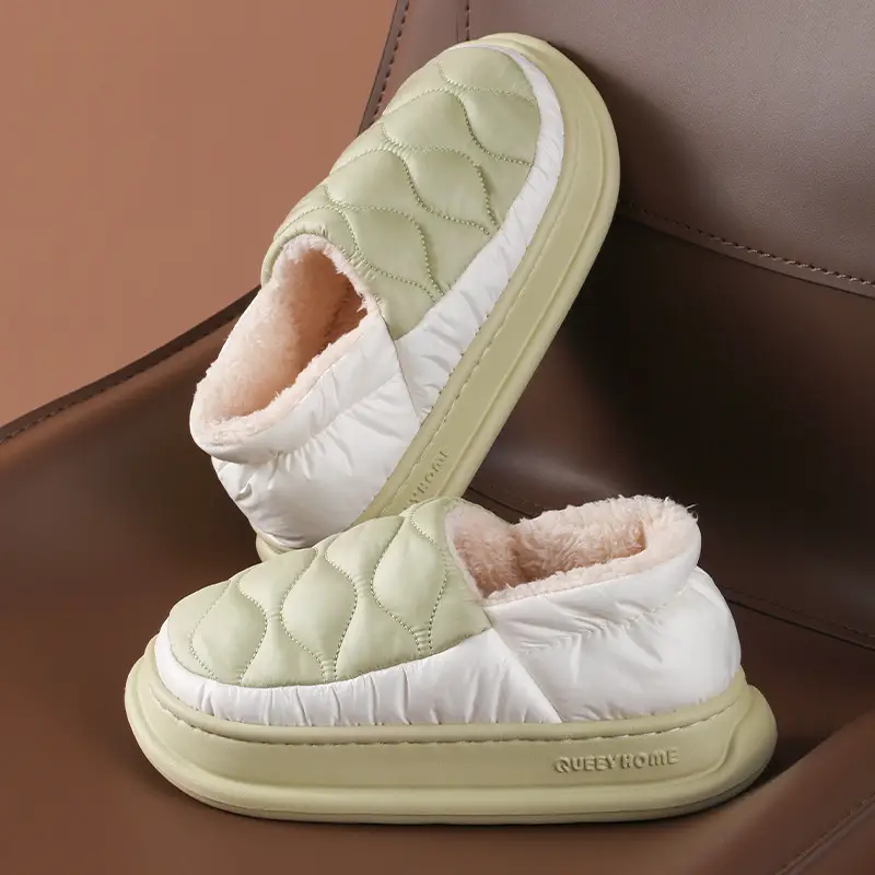 2025 New Cotton Slippers for Men, Winter Indoor Home Waterproof Anti-Slip Thick-Soled Wear-Resistant High-Heeled Slippers - Image 7