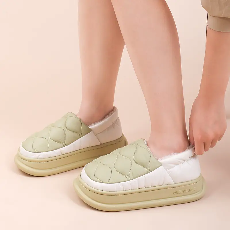 2025 New Cotton Slippers for Men, Winter Indoor Home Waterproof Anti-Slip Thick-Soled Wear-Resistant High-Heeled Slippers - Image 9