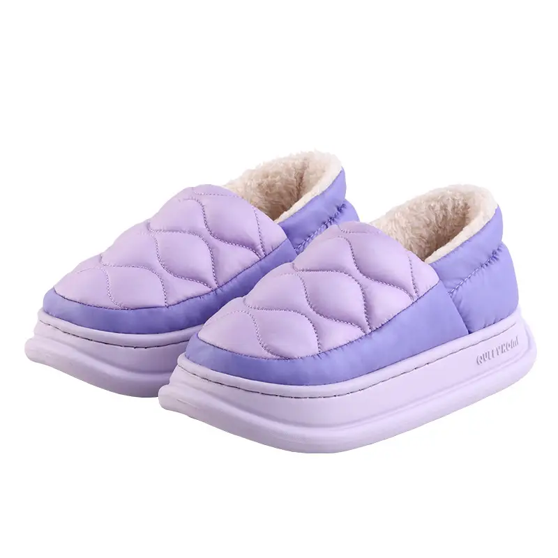 2025 New Cotton Slippers for Men, Winter Indoor Home Waterproof Anti-Slip Thick-Soled Wear-Resistant High-Heeled Slippers - Image 2