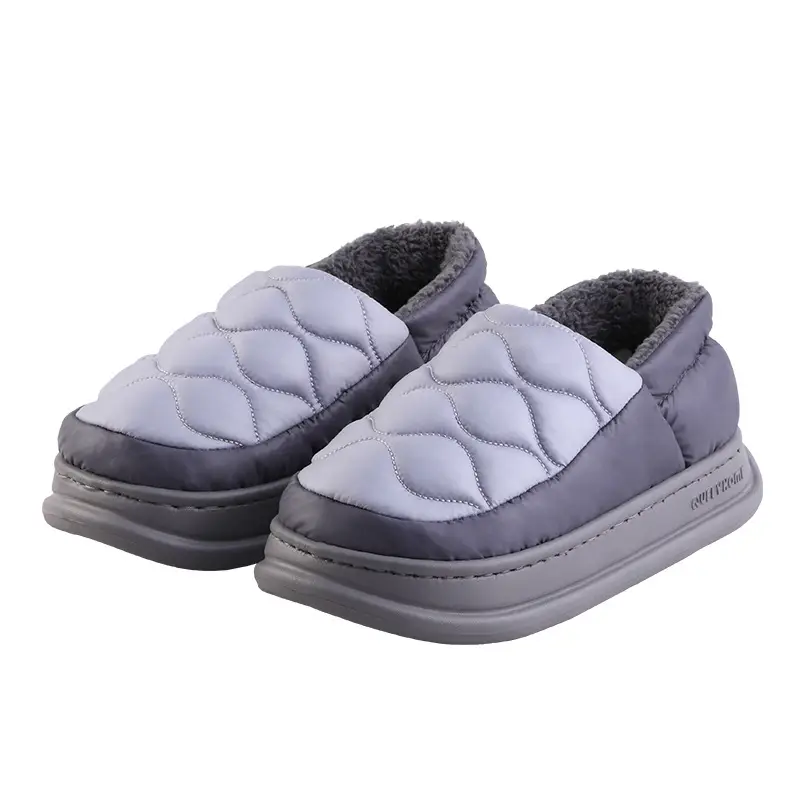 2025 New Cotton Slippers for Men, Winter Indoor Home Waterproof Anti-Slip Thick-Soled Wear-Resistant High-Heeled Slippers - Image 3