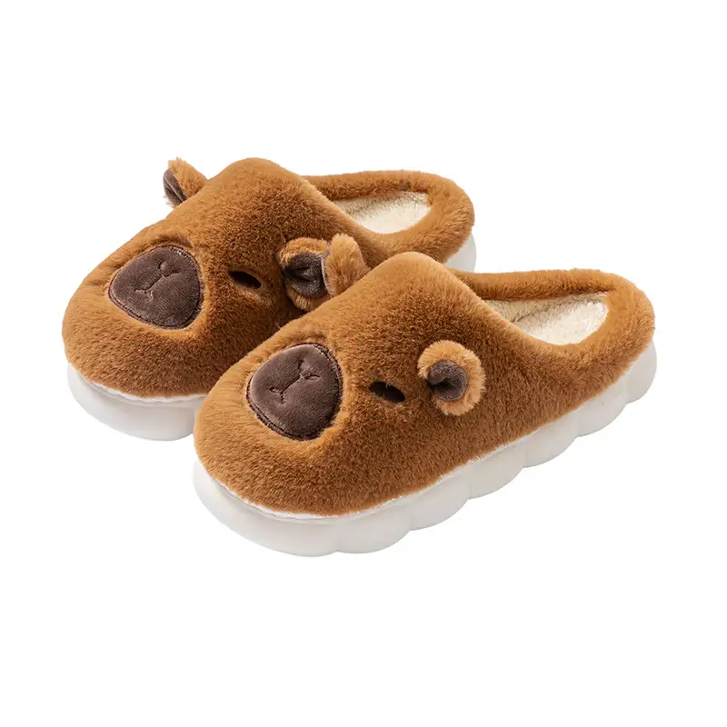 Cute Capybara Fleece Lined Slippers for Women Winter - Image 8