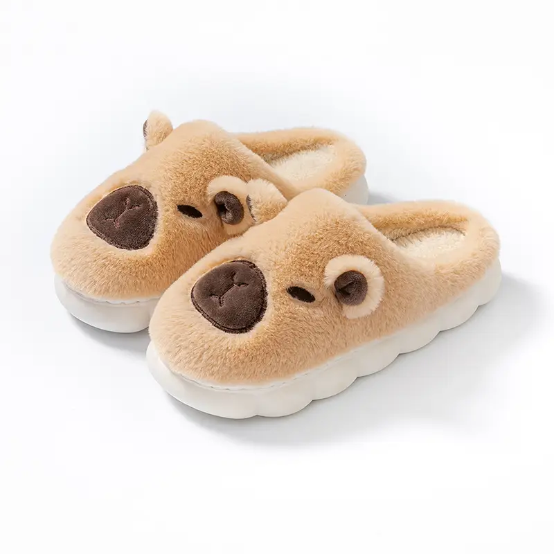 Cute Capybara Fleece Lined Slippers for Women Winter - Image 2