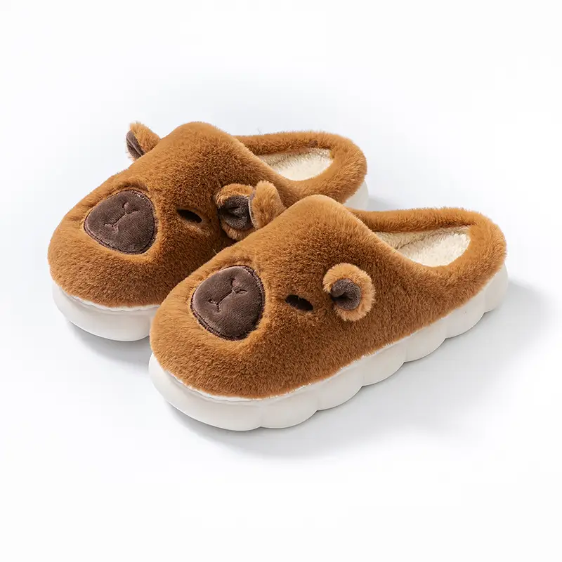 Cute Capybara Fleece Lined Slippers for Women Winter - Image 3