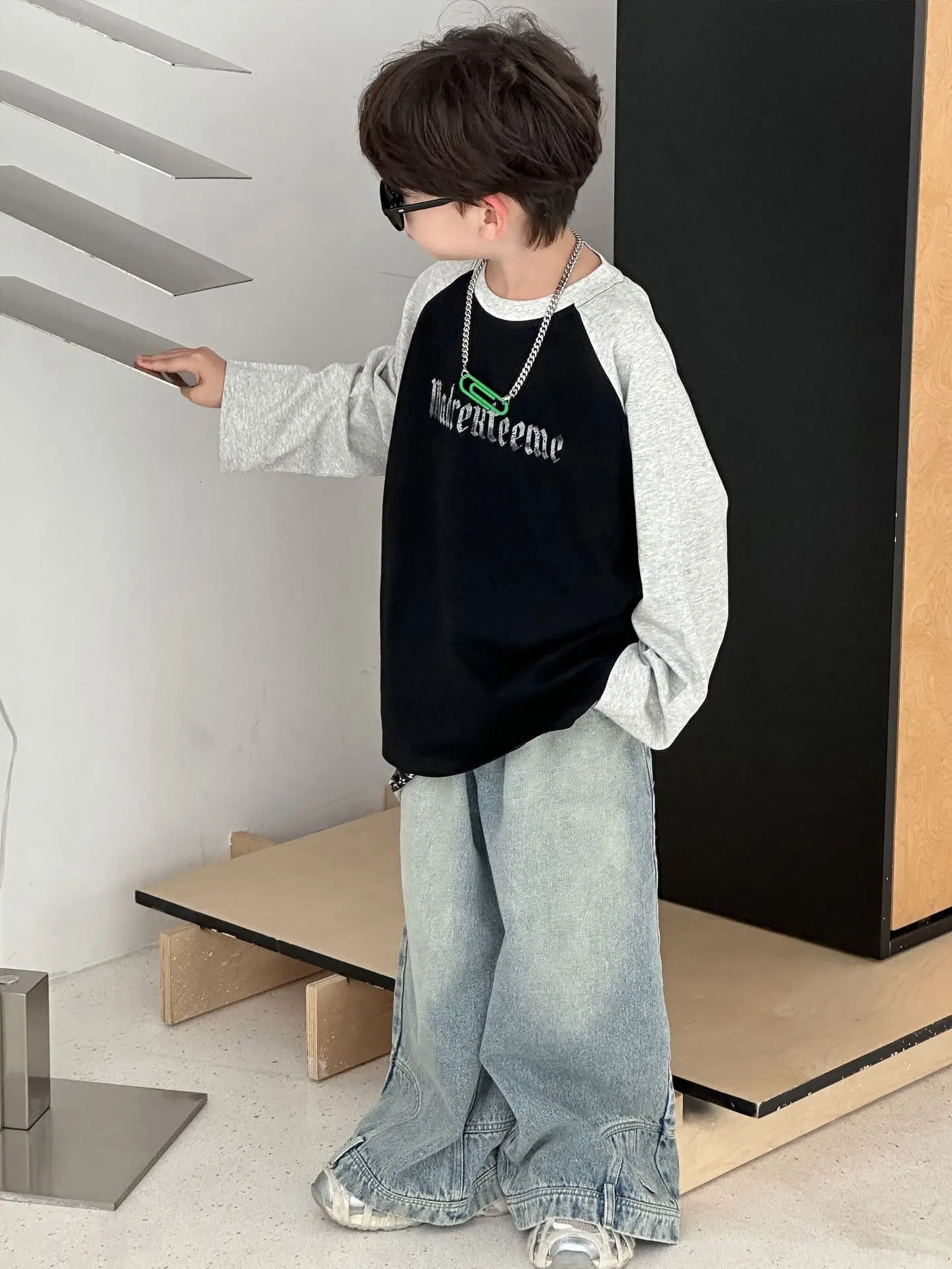 Boys Black Graphic Long Sleeve T-Shirt Spring Autumn 2025 - Image 3