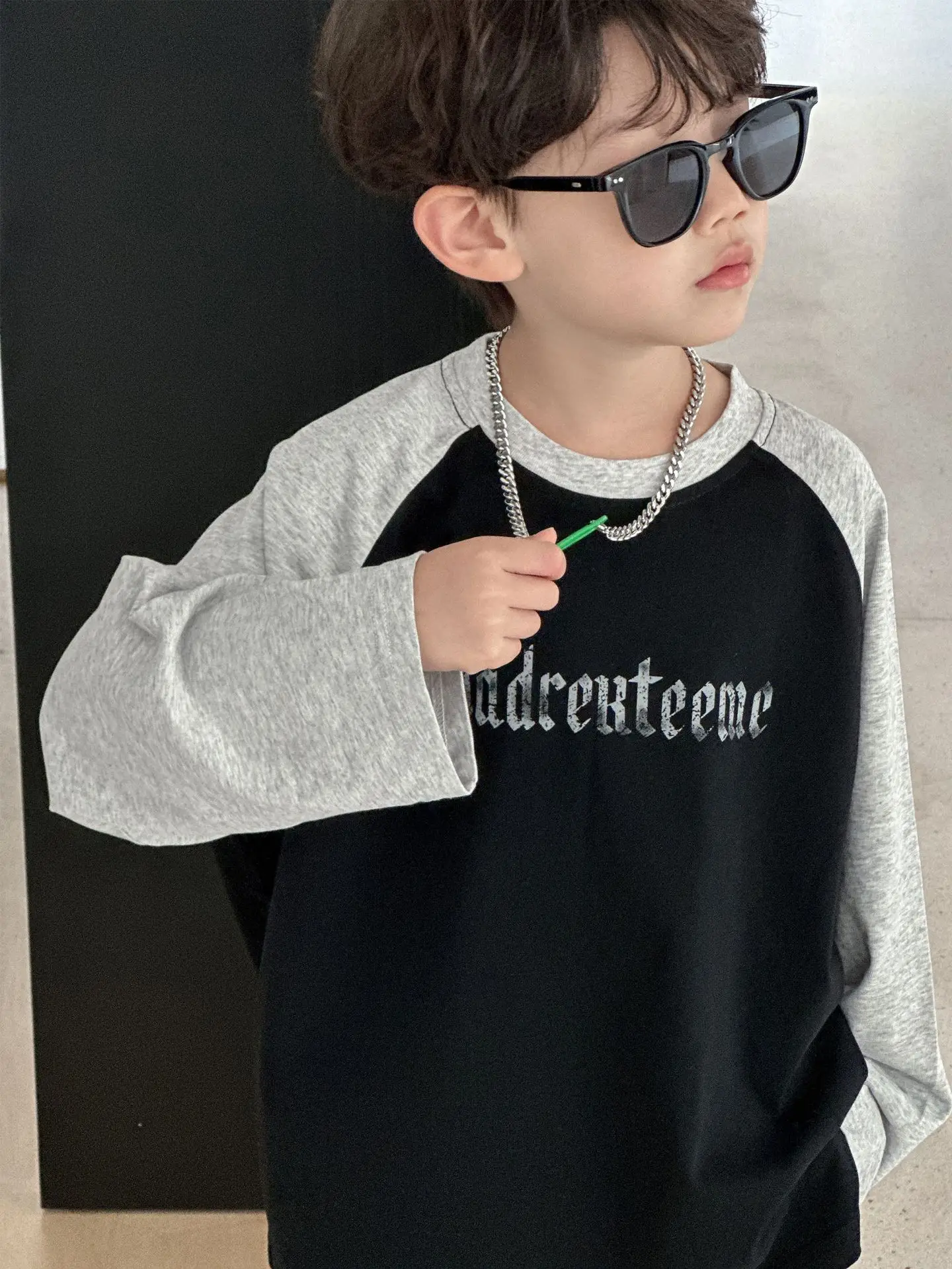Boys Black Graphic Long Sleeve T-Shirt Spring Autumn 2025 - Image 4
