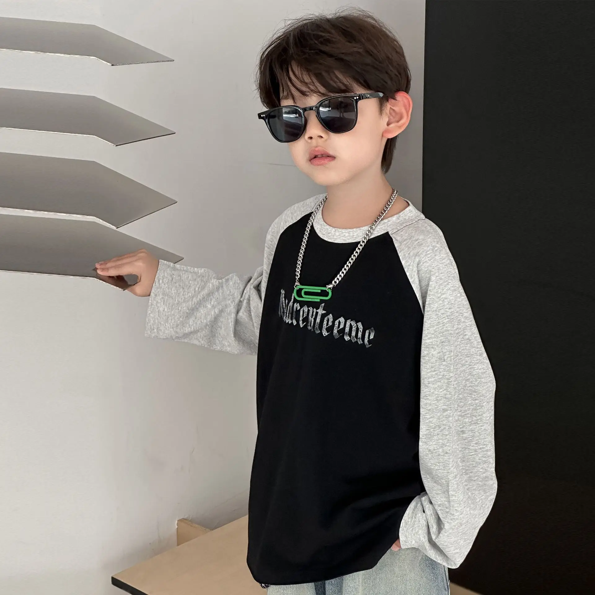 Boys Black Graphic Long Sleeve T-Shirt Spring Autumn 2025 — feature 3